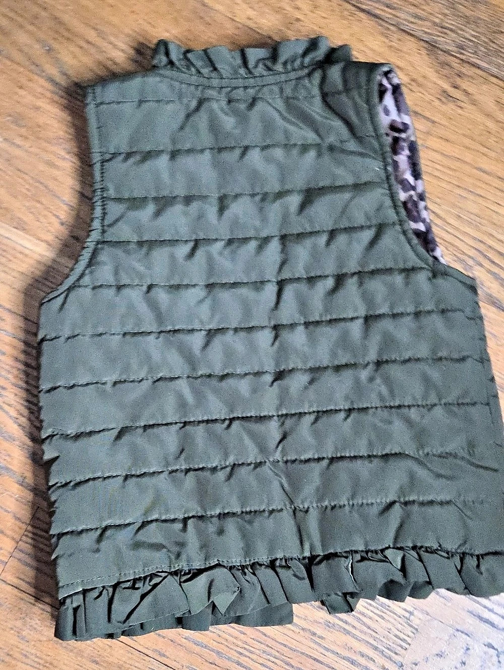 Copper Key Olive Quilted Ruffle Vest - Picture 3 of 5